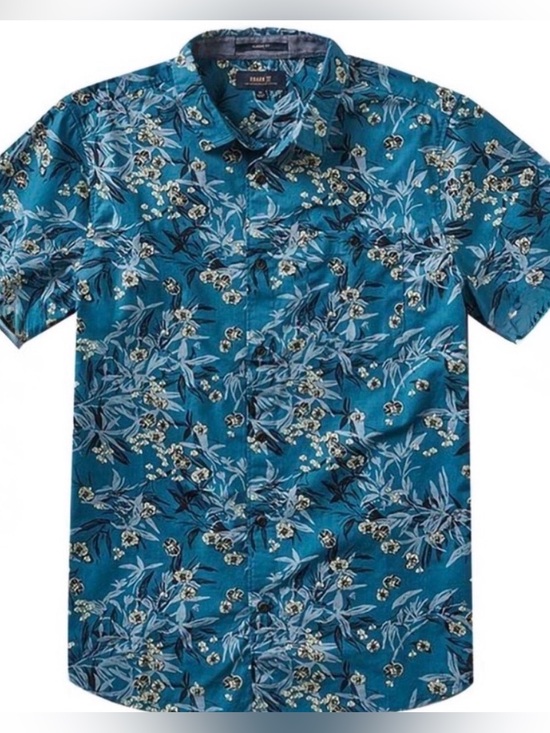 Roark Other - Roark Classic Fit Button Front Shirt Blue Tropical Short Sleeve Men’s Size Large